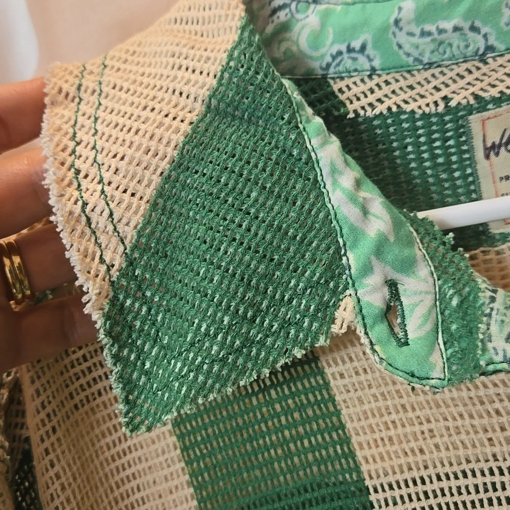 Free People We The Free Del Mar Cabana Shirt Green Sz L - Picture 4 of 6